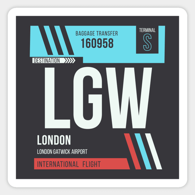 London (LGW) Airport Code Baggage Tag Sticker by SLAG_Creative